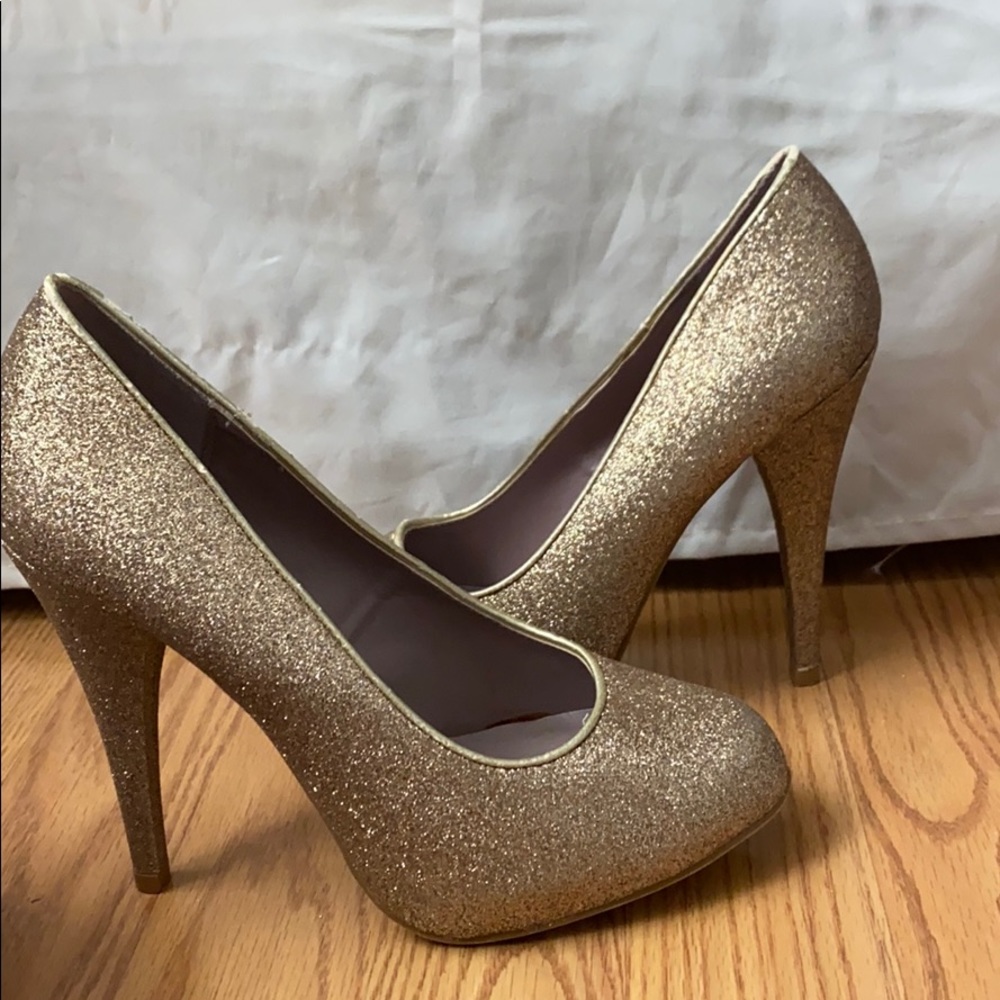 Gold sparkly heels